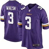 Nike Men & Women & Youth Vikings #3 Blair Walsh Purple Team Color Game Jersey,baseball caps,new era cap wholesale,wholesale hats